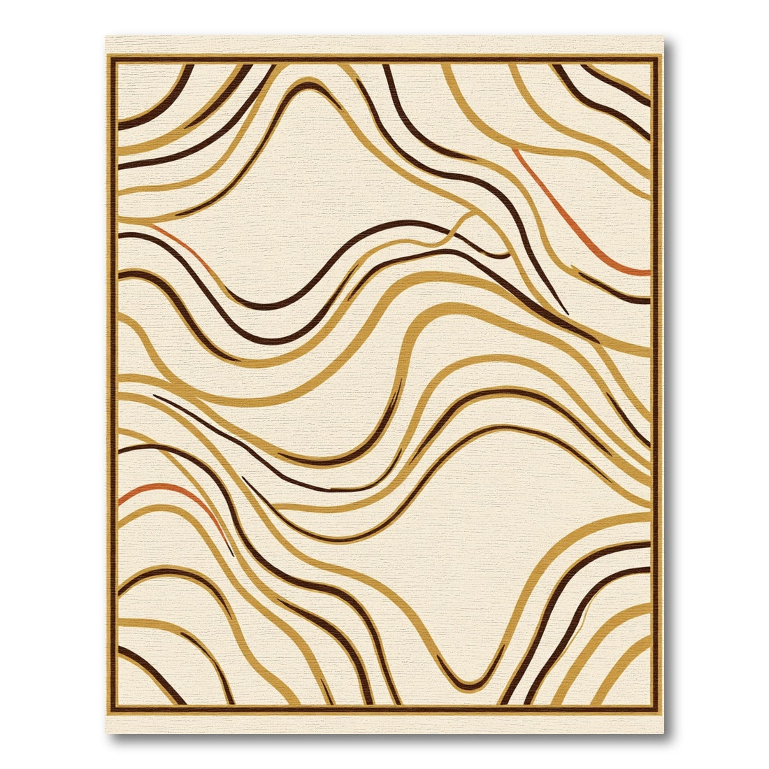 Earthy Tan Abstract Wave Composition Rug