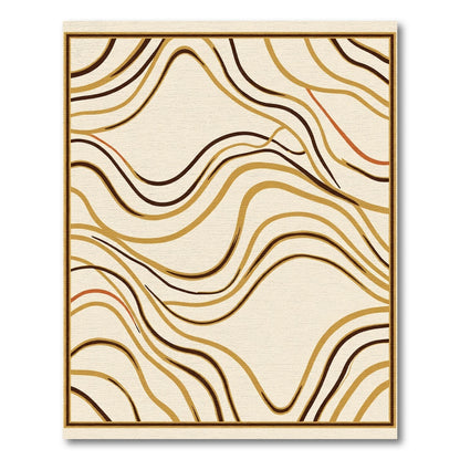 Earthy Tan Abstract Wave Composition Rug