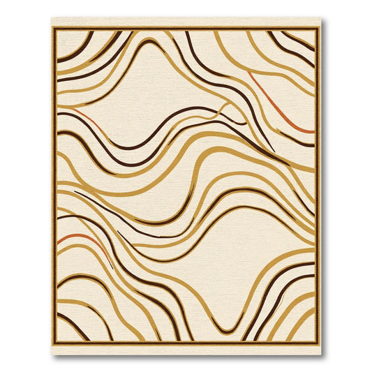 Earthy Tan Abstract Wave Composition Rug