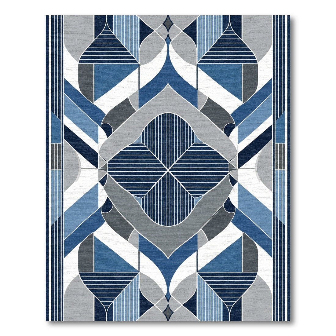 Modern Geometric Blue Gray Abstract Rug