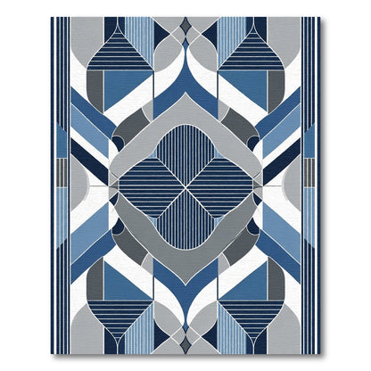 Modern Geometric Blue Gray Abstract Rug