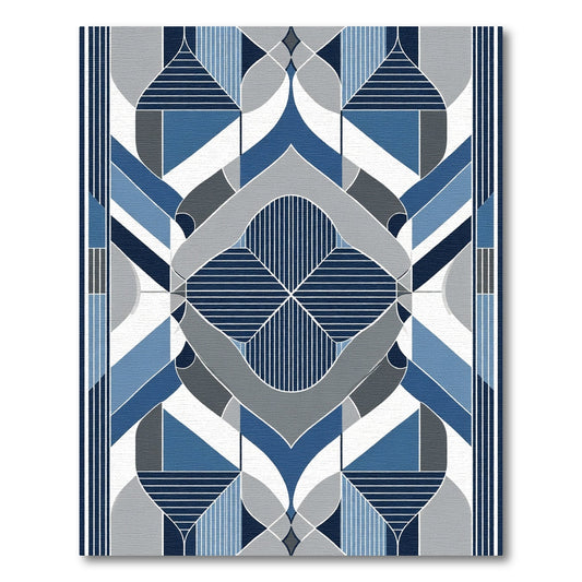 Modern Geometric Blue Gray Abstract Rug