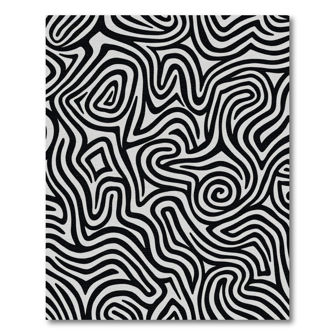 Black White Abstract Swirls Rug