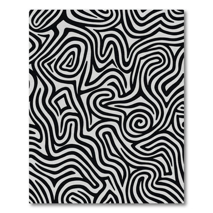 Black White Abstract Swirls Rug