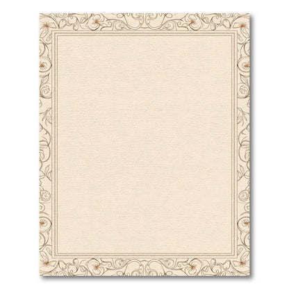 Cream Floral Swirl Border Rug
