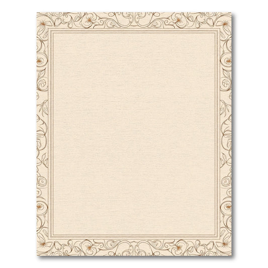 Cream Floral Swirl Border Rug