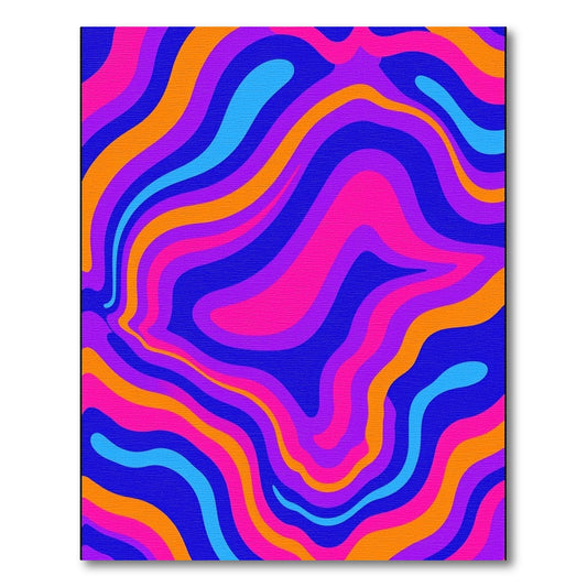 Vibrant Wavy Pink Orange Blue Purple Rug