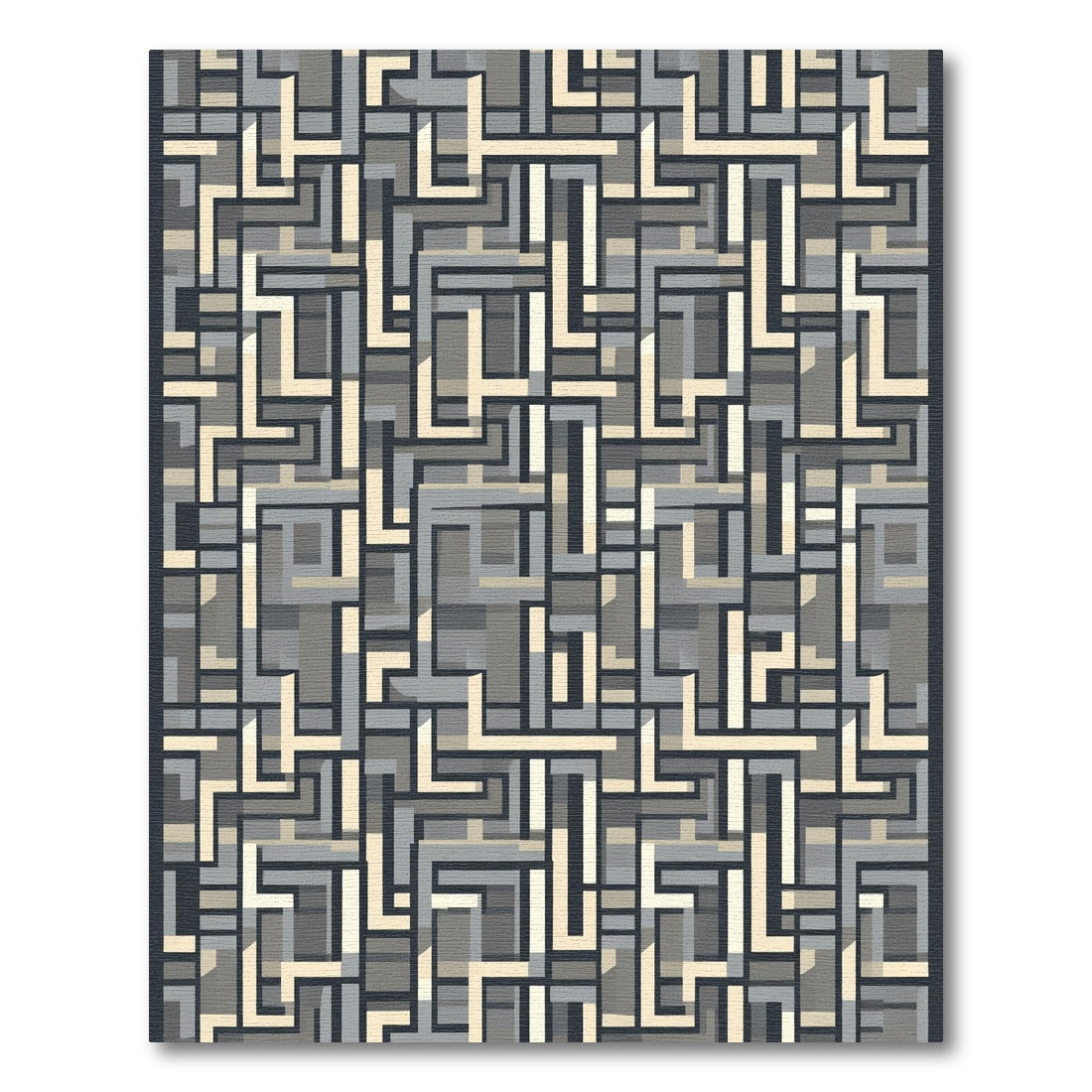 Geometric Beige Gray Lines Rug