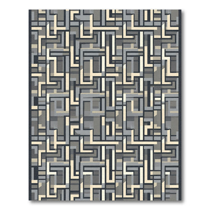 Geometric Beige Gray Lines Rug