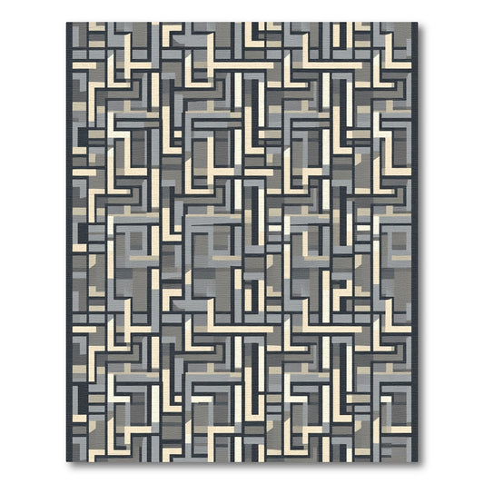 Geometric Beige Gray Lines Rug