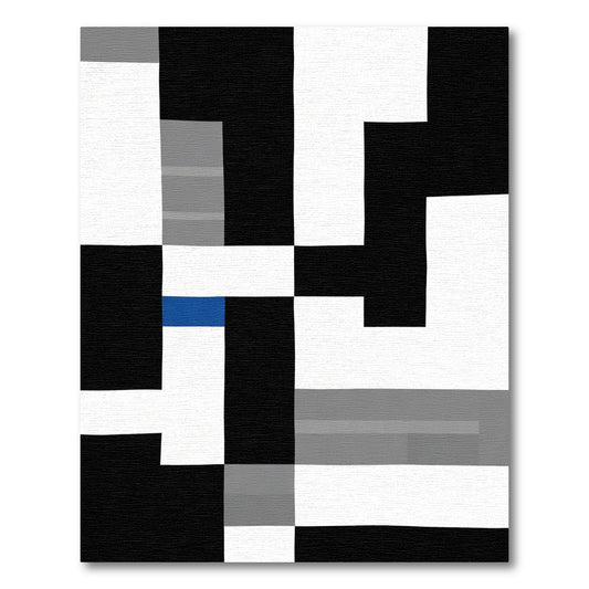 Modern Blue Geometric Abstract Blocks Rug