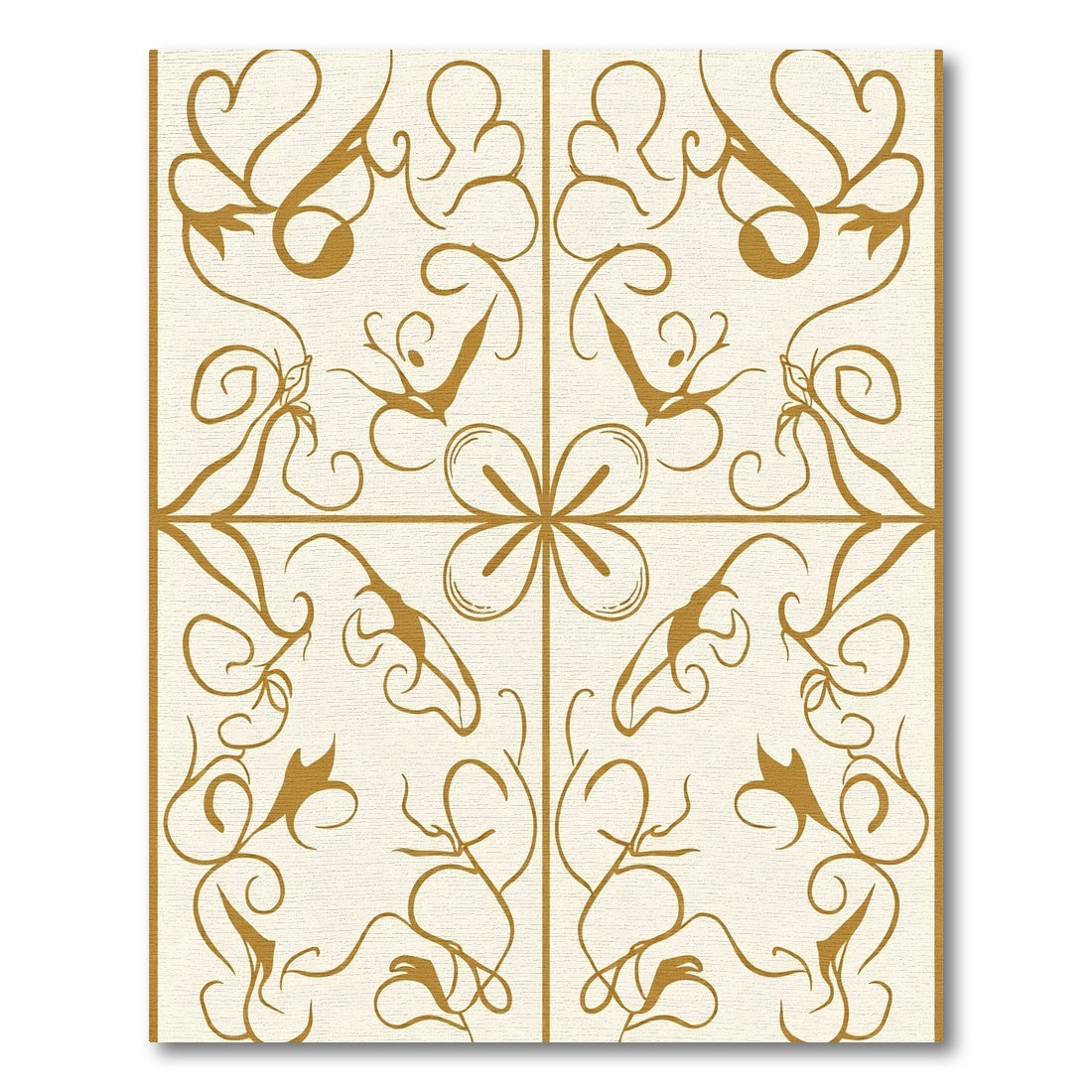 Golden Ochre Arabesque Floral Rug