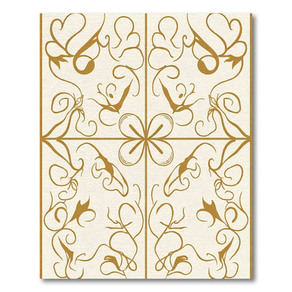 Golden Ochre Arabesque Floral Rug