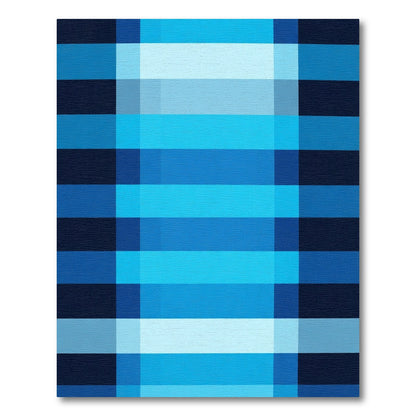 Cool Blue Plaid Gradient Rug