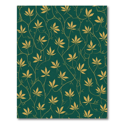 Golden Leaf Vine Teal Rug