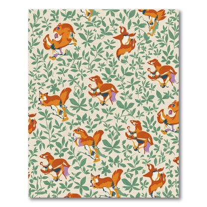 Whimsical Orange Foxes Green Foliage Rug