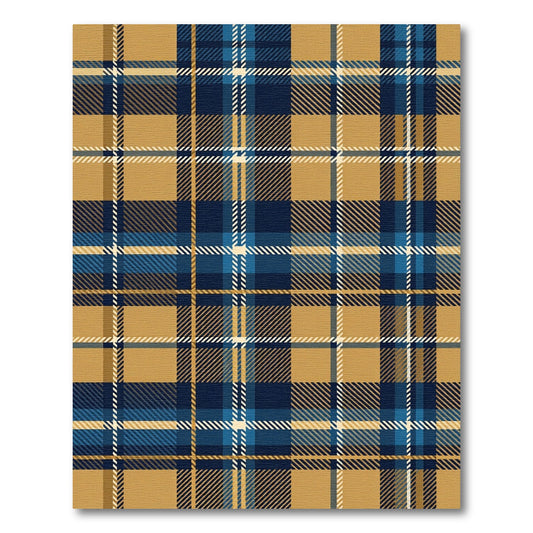Classic Navy and Gold Tartan Plaid Rug