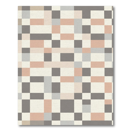 Soft Earthy Tone Geometric Blocks Rug