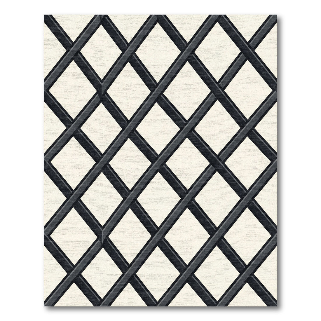 Minimalist Black and Cream Diamond Grid Rug
