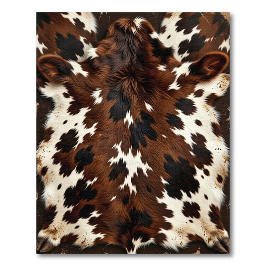 Tri-Color Spotted Cowhide Fur Tonal Rug