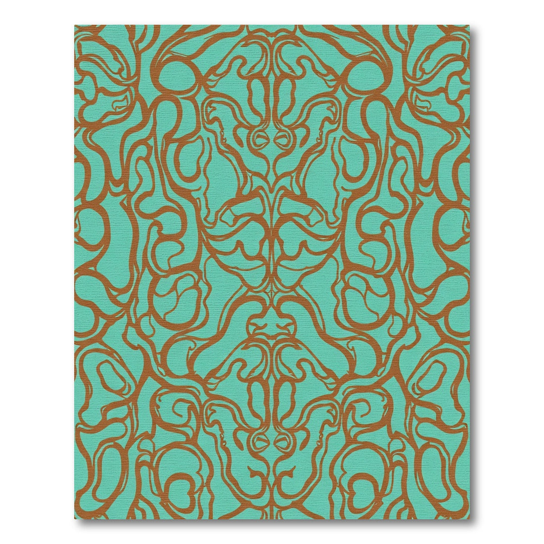 Aqua Copper Swirls Abstract Rug
