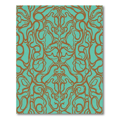 Aqua Copper Swirls Abstract Rug