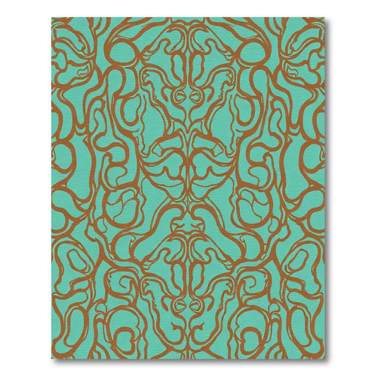 Aqua Copper Swirls Abstract Rug