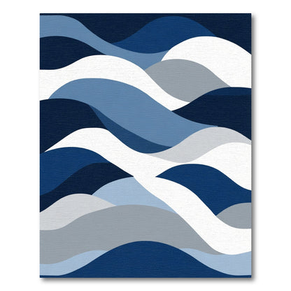 Modern Blue Gradient Wave Rug