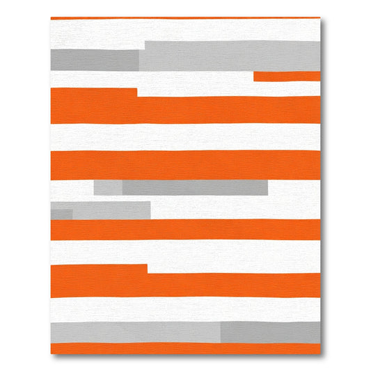 Bold Orange Gray Horizontal Stripe Rug