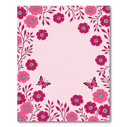 Pink Floral Butterfly Garden Delight Rug