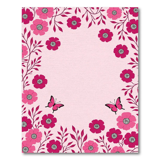 Pink Floral Butterfly Garden Delight Rug
