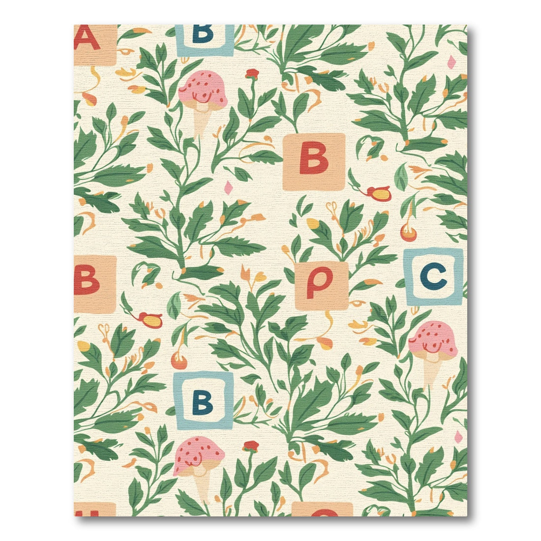Whimsical Botanical ABC Blocks Rug