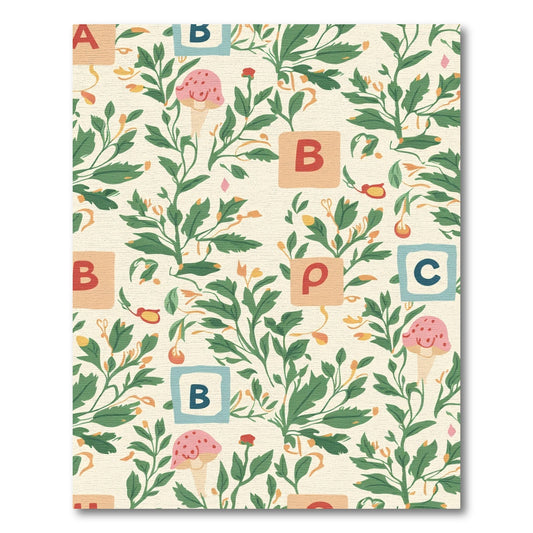 Whimsical Botanical ABC Blocks Rug
