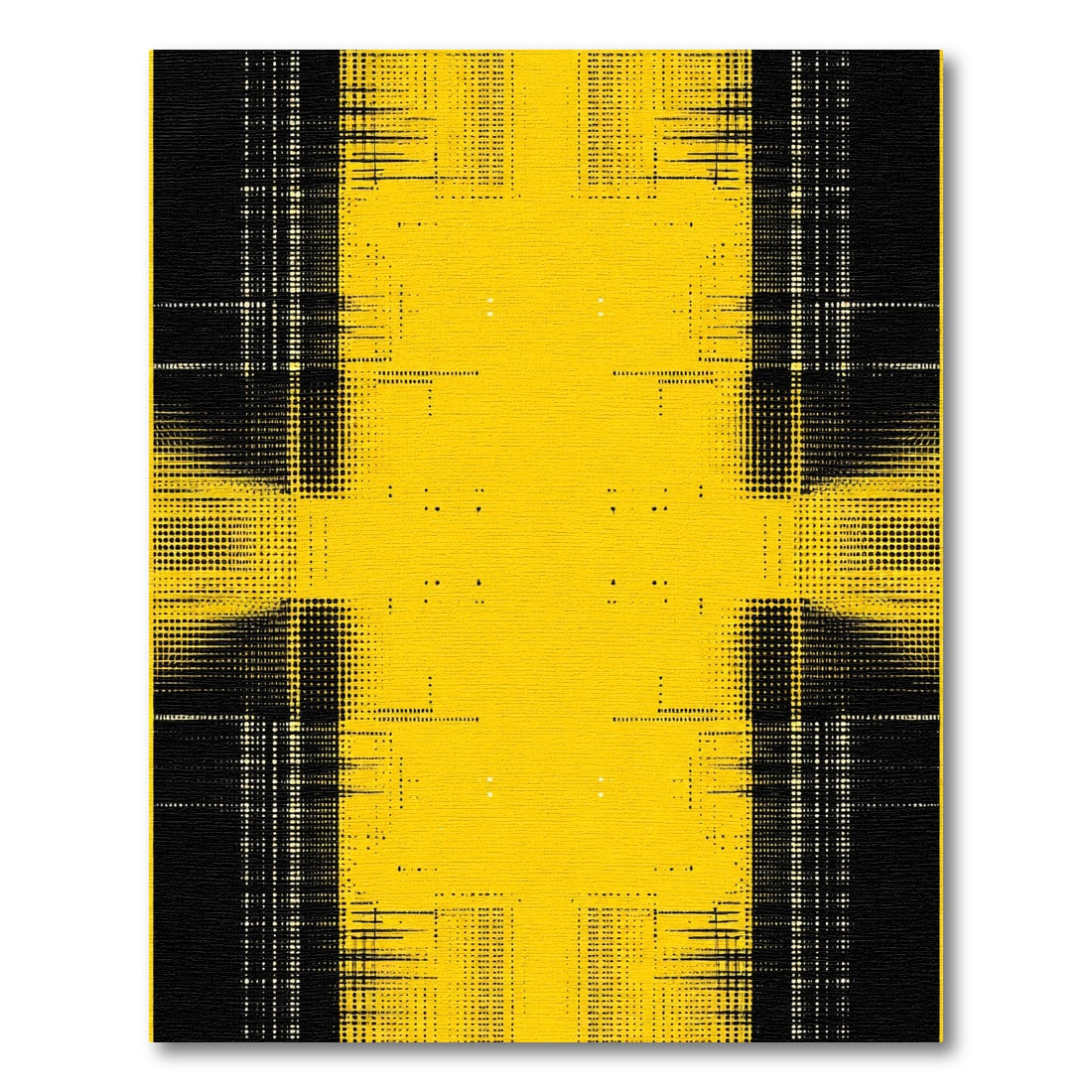 Bold Yellow Black Glitch Halftone Rug