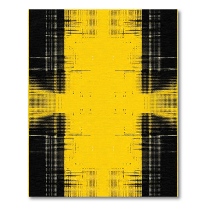 Bold Yellow Black Glitch Halftone Rug