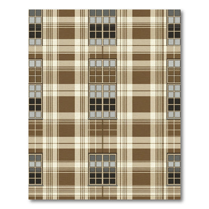 Classic Brown Plaid Window Grid Rug