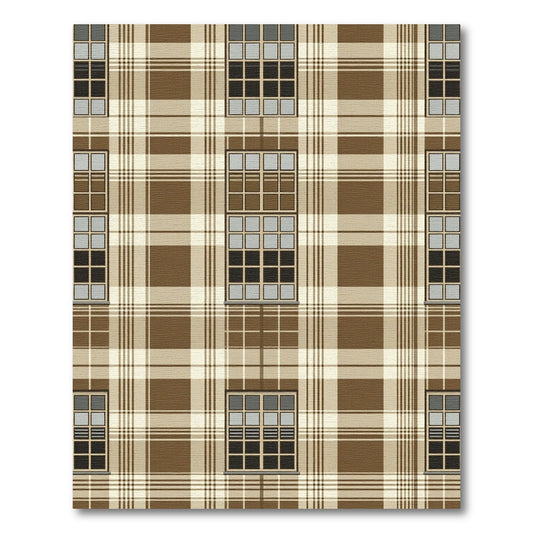 Classic Brown Plaid Window Grid Rug