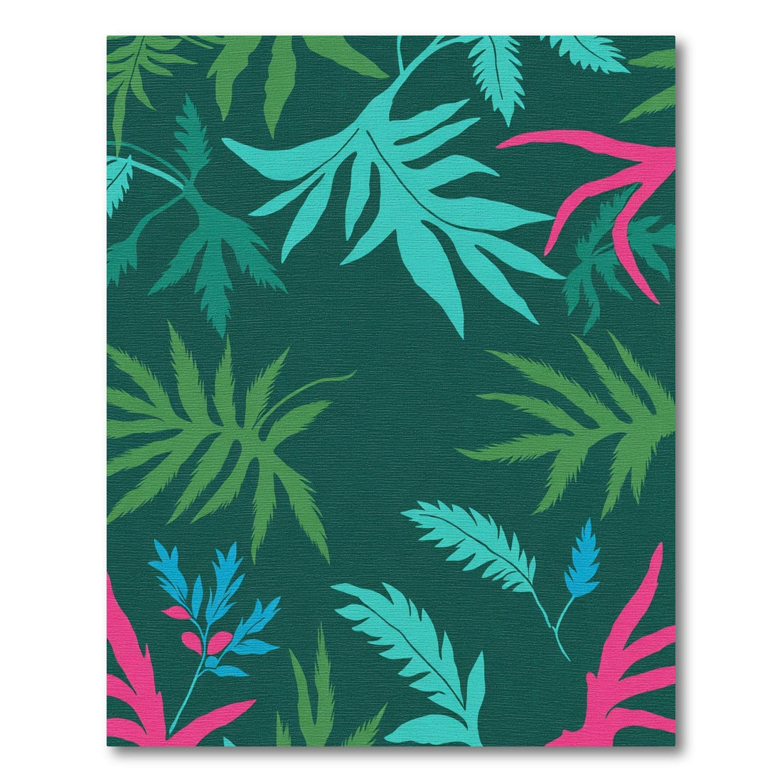 Vibrant Teal Pink Leafy Garden Rug