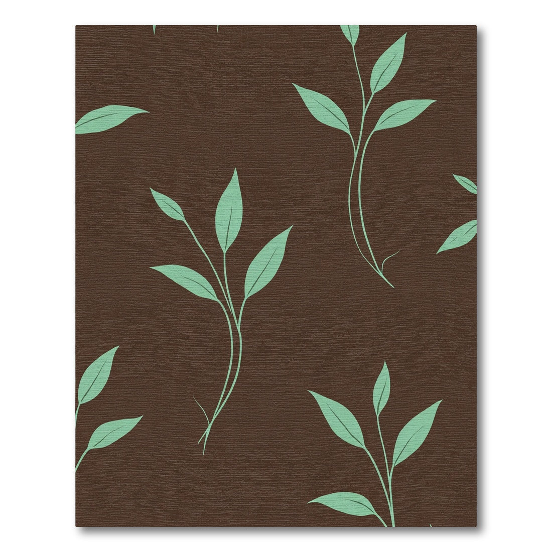 Brown Mint Leaf Botanical Sprig Rug
