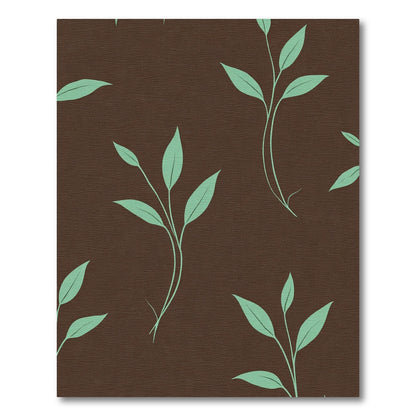 Brown Mint Leaf Botanical Sprig Rug