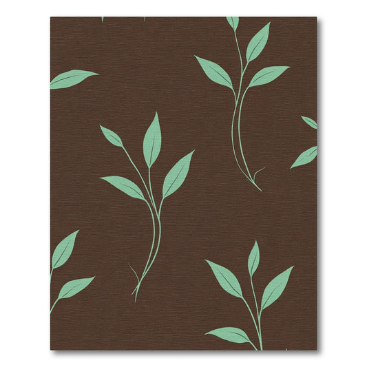 Brown Mint Leaf Botanical Sprig Rug