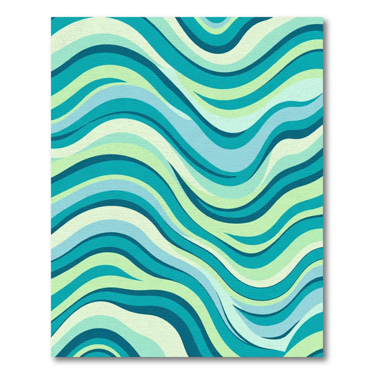 Teal Blue Green Wavy Striped Rug