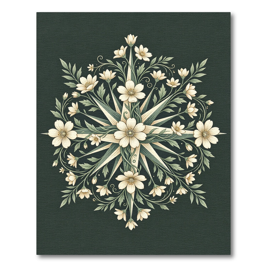 Ethereal Sage Floral Compass Medallion Rug