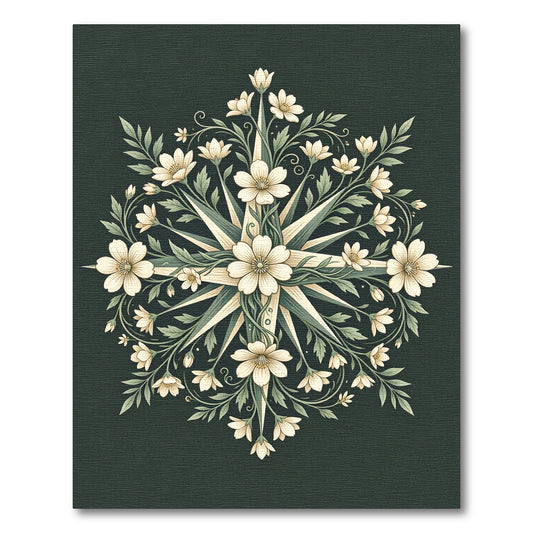Ethereal Sage Floral Compass Medallion Rug