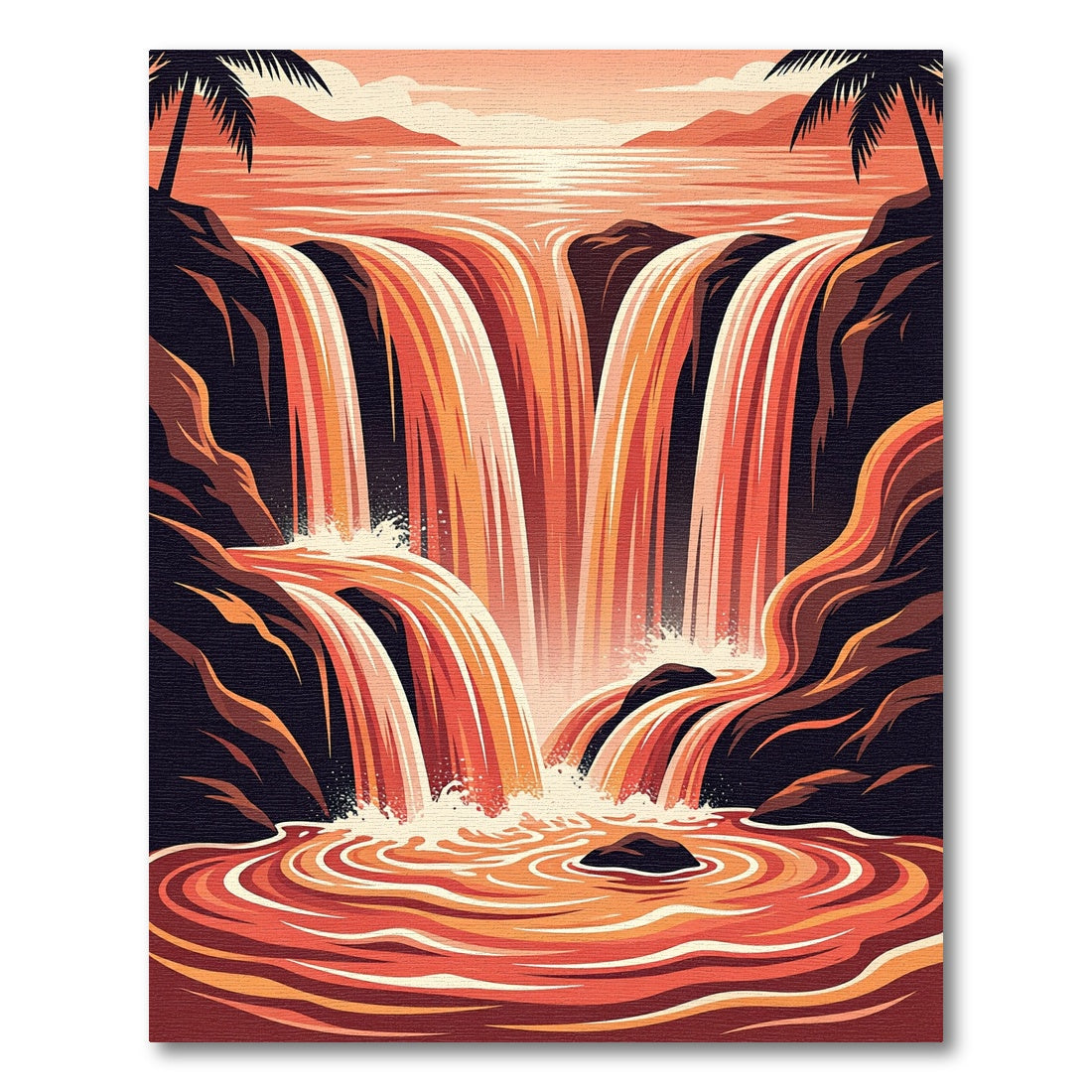 Sunset Cascade Tropical Palm Rug