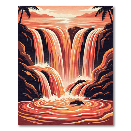 Sunset Cascade Tropical Palm Rug