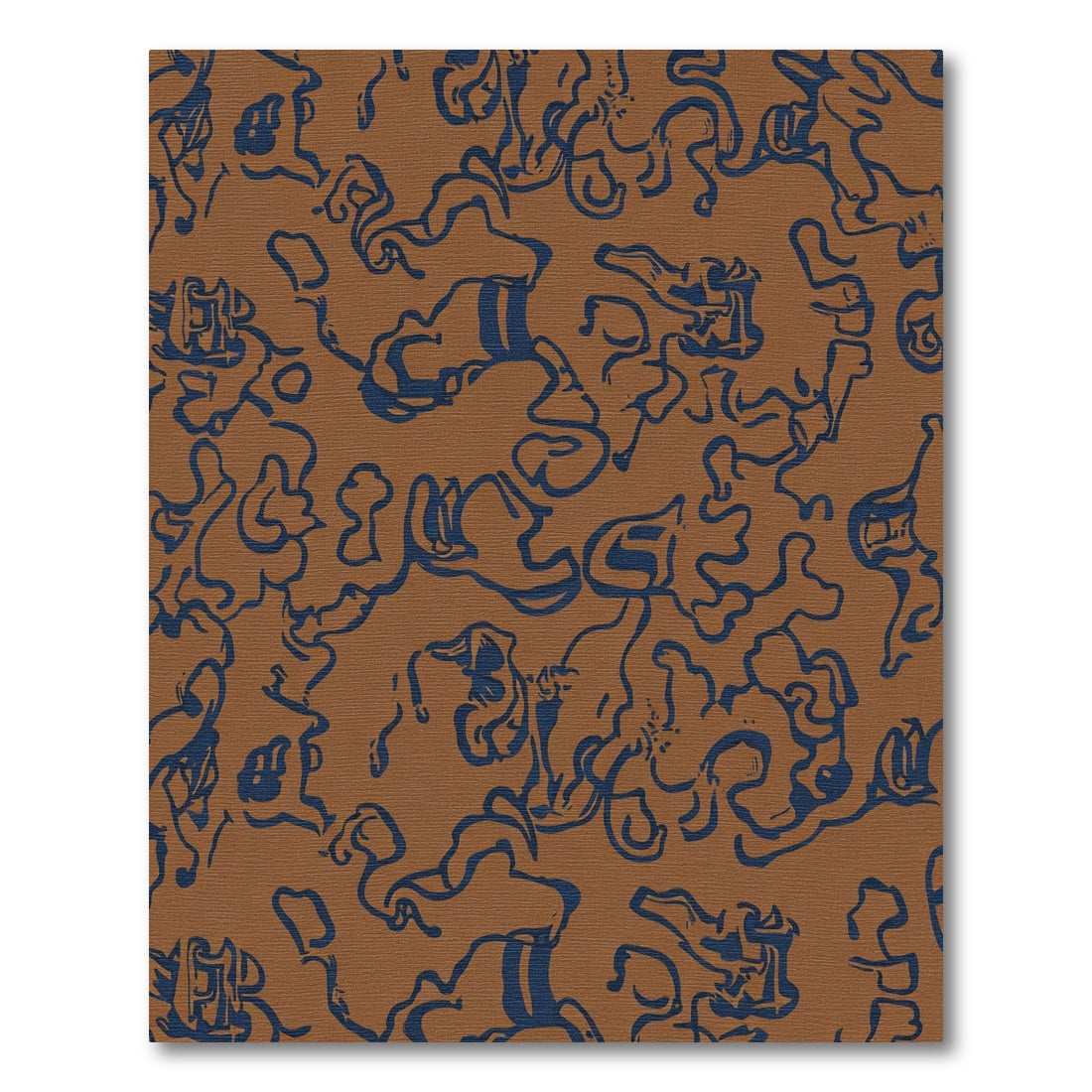 Brown Navy Abstract Organic Flow Rug