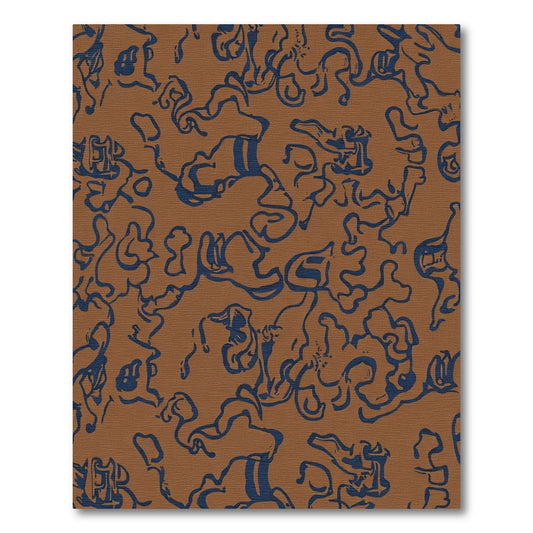Brown Navy Abstract Organic Flow Rug