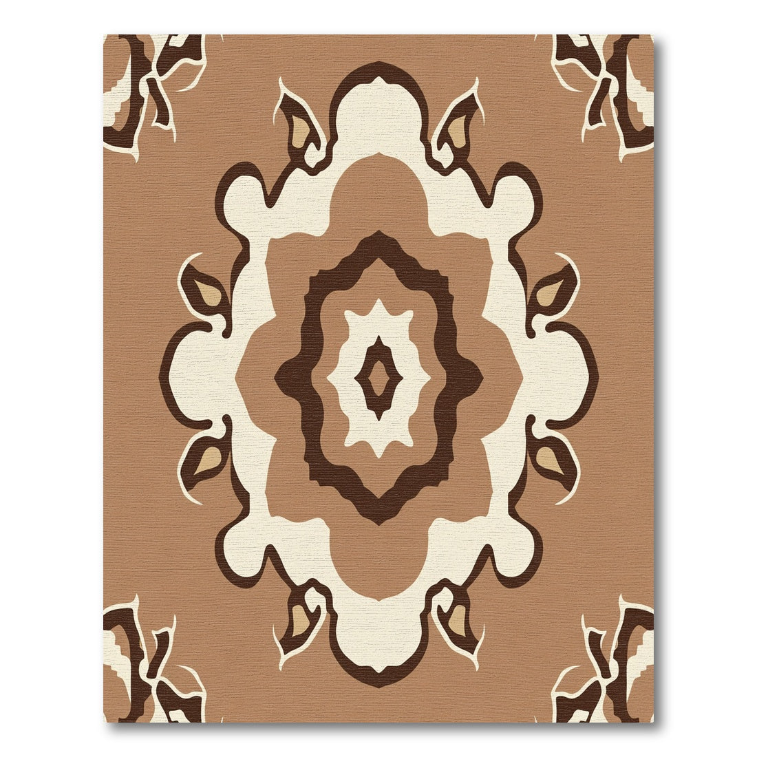Earthy Brown Floral Medallion Art Rug