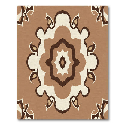 Earthy Brown Floral Medallion Art Rug